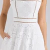 Ava White Stretch Cotton Broderie Anglaise Midi Dress Ava White Stretch Cotton Broderie Anglaise Midi Dress