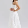 Ava White Stretch Cotton Broderie Anglaise Midi Dress Ava White Stretch Cotton Broderie Anglaise Midi Dress