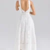 Ava White Stretch Cotton Broderie Anglaise Midi Dress Ava White Stretch Cotton Broderie Anglaise Midi Dress