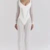 Avalon White Mesh High Waist Trousers