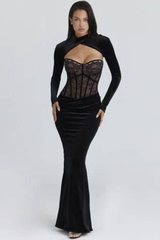 Ayana Black Lace Maxi Dress + Bolero