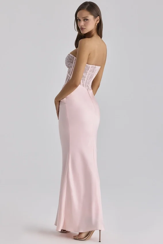 Ayana Pink Lace + Satin Maxi Corset Dress Ayana Pink Lace + Satin Maxi Corset Dress