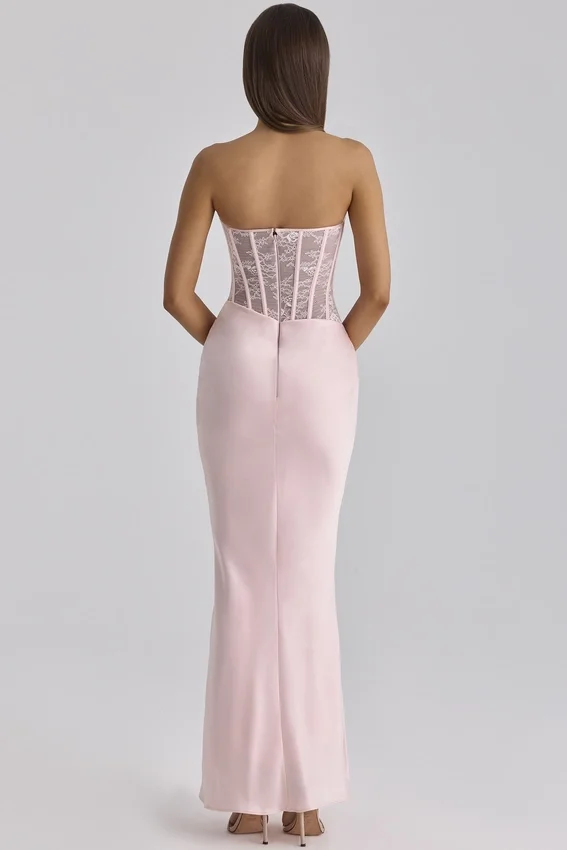 Ayana Pink Lace + Satin Maxi Corset Dress Ayana Pink Lace + Satin Maxi Corset Dress