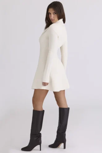 Ayla Cream Asymmetric Skater Mini Dress
