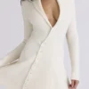 Ayla Cream Asymmetric Skater Mini Dress Ayla Cream Asymmetric Skater Mini Dress