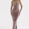 Azalea Soft Pink Velvet Midi Dress Azalea Soft Pink Velvet Midi Dress
