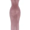 Azalea Soft Pink Velvet Midi Dress Azalea Soft Pink Velvet Midi Dress