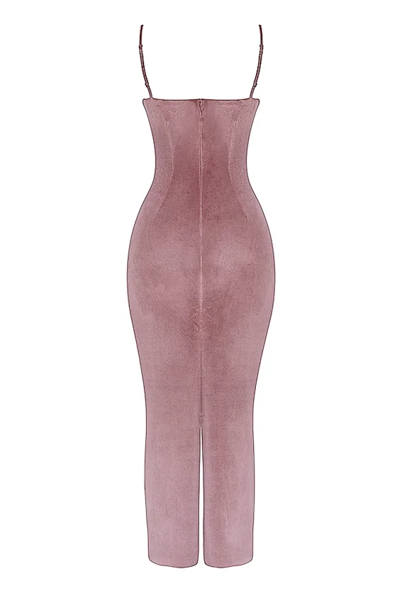 Azalea Soft Pink Velvet Midi Dress Azalea Soft Pink Velvet Midi Dress