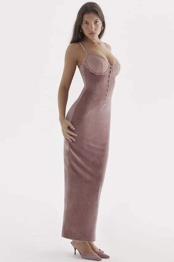 Azalea Soft Pink Velvet Midi Dress Azalea Soft Pink Velvet Midi Dress