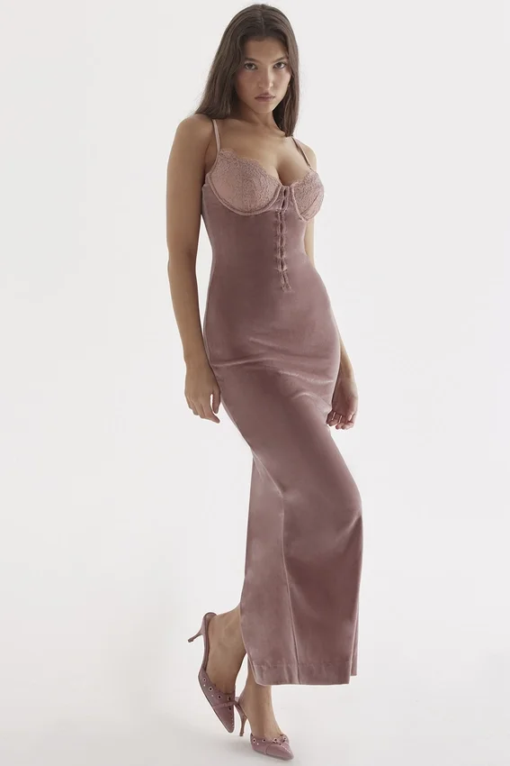 Azalea Soft Pink Velvet Midi Dress Azalea Soft Pink Velvet Midi Dress