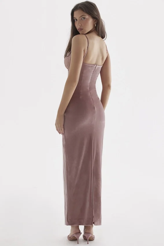 Azalea Soft Pink Velvet Midi Dress Azalea Soft Pink Velvet Midi Dress