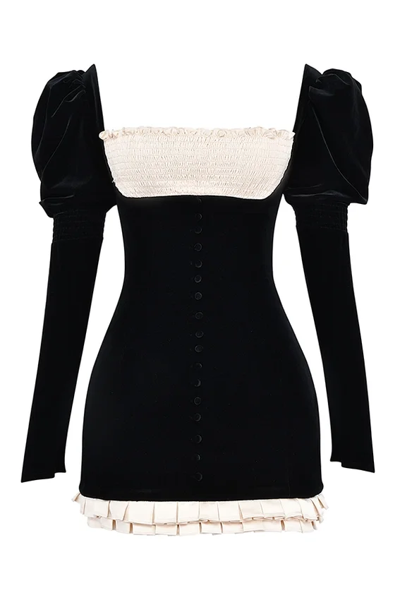 Azaria Black & Vintage Cream Mini Dress Azaria Black & Vintage Cream Mini Dress