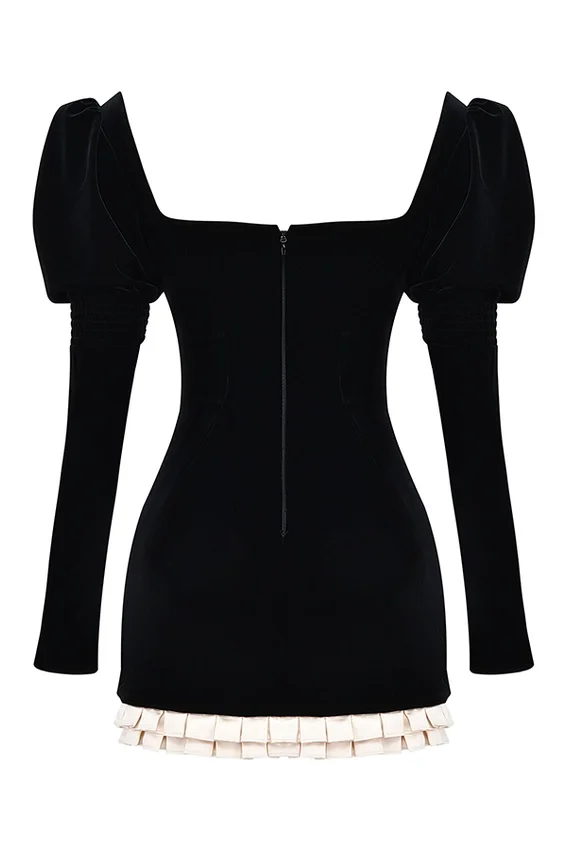 Azaria Black & Vintage Cream Mini Dress Azaria Black & Vintage Cream Mini Dress