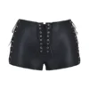 Azora Black Vegan Leather Micro Mini Shorts