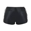 Azora Black Vegan Leather Micro Mini Shorts
