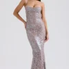 Azzurra Ice Blue Lace Godet Gown