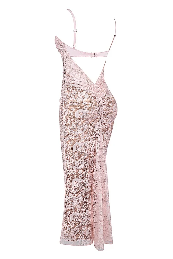 Azzurra Rose Pink Lace Godet Gown Azzurra Rose Pink Lace Godet Gown