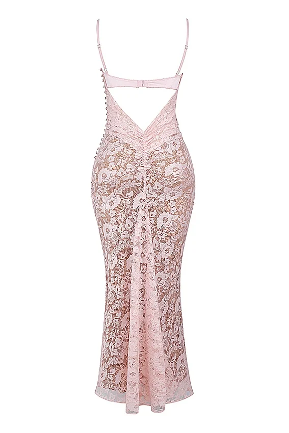 Azzurra Rose Pink Lace Godet Gown Azzurra Rose Pink Lace Godet Gown