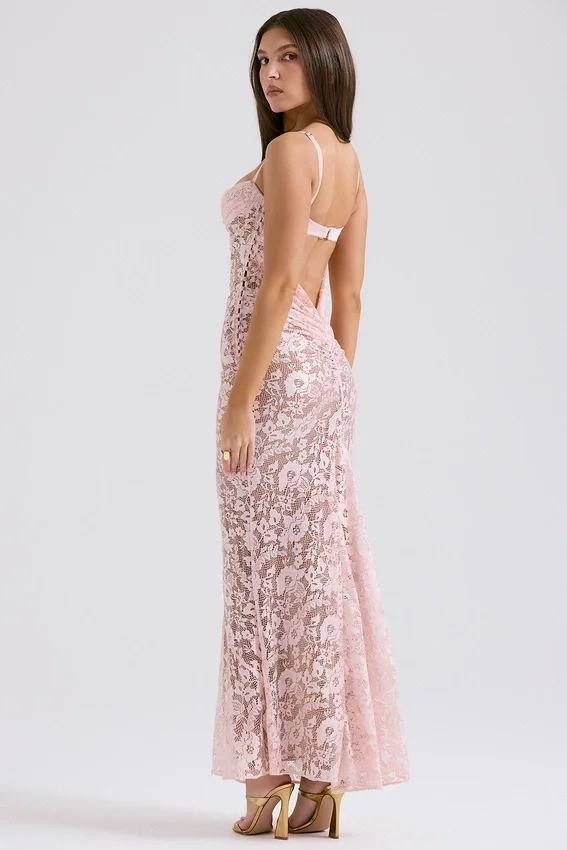Azzurra Rose Pink Lace Godet Gown Azzurra Rose Pink Lace Godet Gown