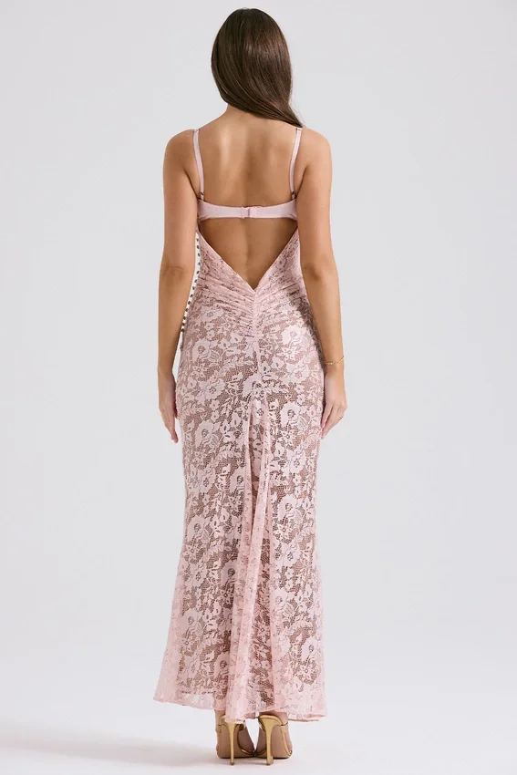 Azzurra Rose Pink Lace Godet Gown Azzurra Rose Pink Lace Godet Gown