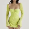 Baby Lime Chiffon Halter Mini Dress Baby Lime Chiffon Halter Mini Dress
