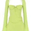 Baby Lime Chiffon Halter Mini Dress Baby Lime Chiffon Halter Mini Dress