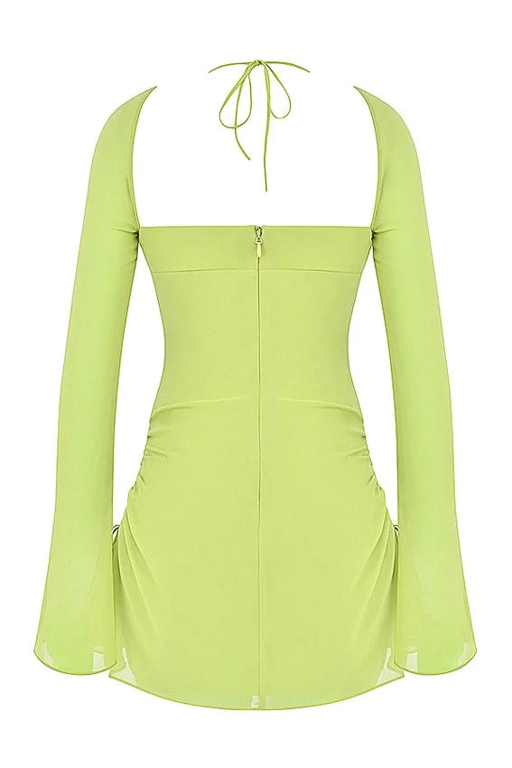 Baby Lime Chiffon Halter Mini Dress Baby Lime Chiffon Halter Mini Dress