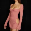 Baby Pink Chiffon Cutout Halter Mini Dress Baby Pink Chiffon Cutout Halter Mini Dress