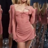 Baby Pink Chiffon Cutout Halter Mini Dress Baby Pink Chiffon Cutout Halter Mini Dress