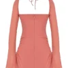 Baby Pink Chiffon Cutout Halter Mini Dress Baby Pink Chiffon Cutout Halter Mini Dress