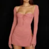 Baby Pink Chiffon Cutout Halter Mini Dress Baby Pink Chiffon Cutout Halter Mini Dress