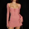 Baby Pink Chiffon Cutout Halter Mini Dress Baby Pink Chiffon Cutout Halter Mini Dress