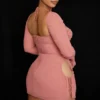 Baby Pink Chiffon Cutout Halter Mini Dress Baby Pink Chiffon Cutout Halter Mini Dress