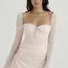 Baby Pink Quartz Chiffon Cutout Halter Mini Dress Baby Pink Quartz Chiffon Cutout Halter Mini Dress