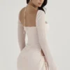 Baby Pink Quartz Chiffon Cutout Halter Mini Dress Baby Pink Quartz Chiffon Cutout Halter Mini Dress