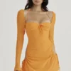 Baby Tangerine Chiffon Halter Mini Dress Baby Tangerine Chiffon Halter Mini Dress