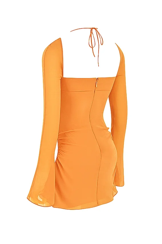 Baby Tangerine Chiffon Halter Mini Dress Baby Tangerine Chiffon Halter Mini Dress
