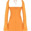 Baby Tangerine Chiffon Halter Mini Dress Baby Tangerine Chiffon Halter Mini Dress
