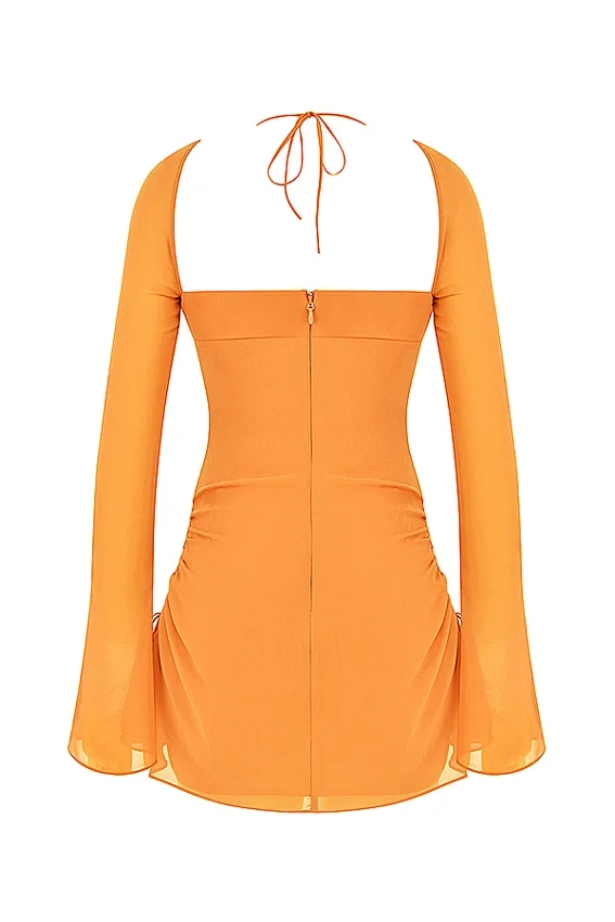 Baby Tangerine Chiffon Halter Mini Dress Baby Tangerine Chiffon Halter Mini Dress