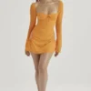 Baby Tangerine Chiffon Halter Mini Dress Baby Tangerine Chiffon Halter Mini Dress