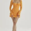 Baby Tangerine Chiffon Halter Mini Dress Baby Tangerine Chiffon Halter Mini Dress