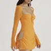 Baby Tangerine Chiffon Halter Mini Dress Baby Tangerine Chiffon Halter Mini Dress