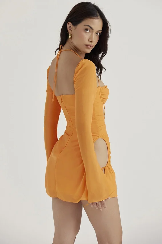 Baby Tangerine Chiffon Halter Mini Dress Baby Tangerine Chiffon Halter Mini Dress