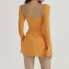 Baby Tangerine Chiffon Halter Mini Dress Baby Tangerine Chiffon Halter Mini Dress