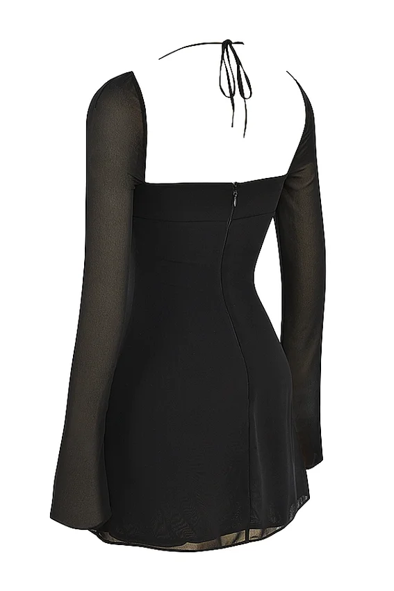 BabyDoll Black Chiffon Halter Mini Dress BabyDoll Black Chiffon Halter Mini Dress