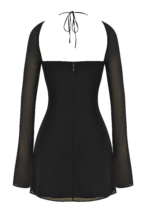 BabyDoll Black Chiffon Halter Mini Dress BabyDoll Black Chiffon Halter Mini Dress