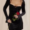 Babydoll Black Velvet Halter Mini Dress Babydoll Black Velvet Halter Mini Dress