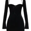 Babydoll Black Velvet Halter Mini Dress Babydoll Black Velvet Halter Mini Dress
