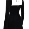 Babydoll Black Velvet Halter Mini Dress Babydoll Black Velvet Halter Mini Dress
