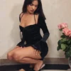 Babydoll Black Velvet Halter Mini Dress Babydoll Black Velvet Halter Mini Dress